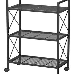SONGMICS 3-Tier Metal Storage Rack with Wheels 23.6”W